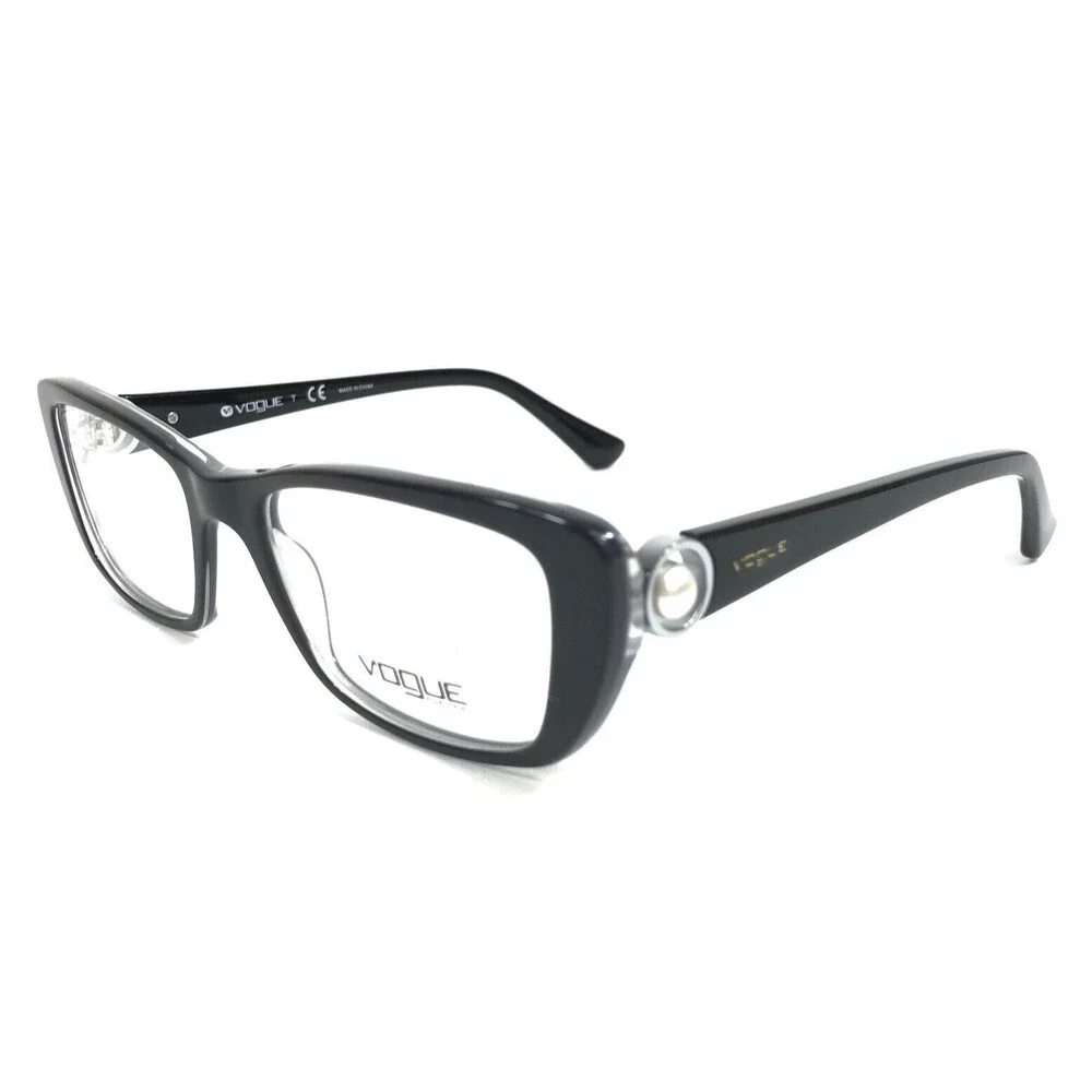 Vogue Eyeglasses Frame VO2749-H 1993 Polished Black Cat Eye Pearls 51-18-135